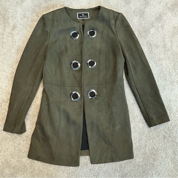 Melanie Lyne forest green faux suede grommet blazer dress coat Sz 10 NWOT - Picture 4 of 14
